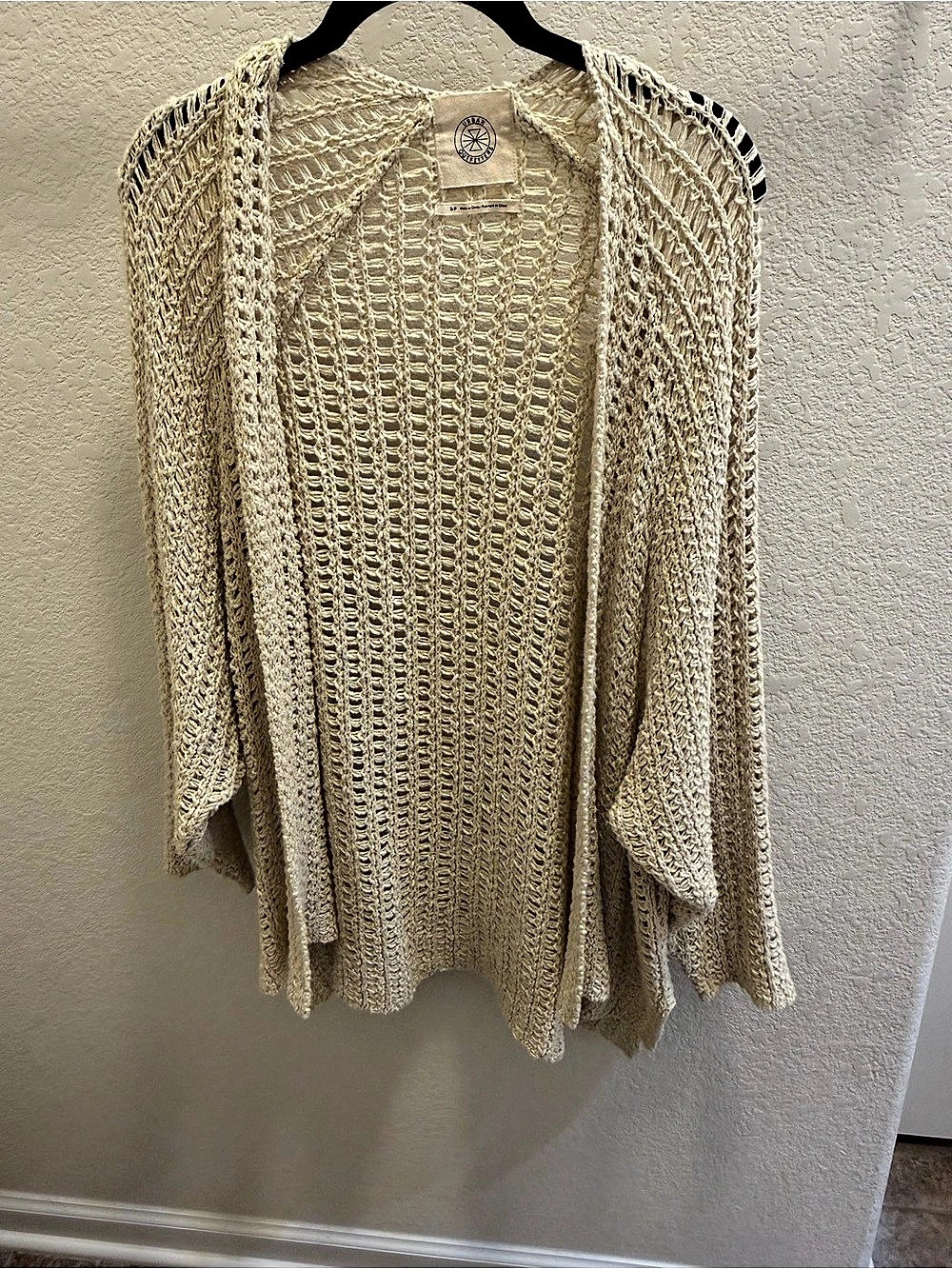 Urban Outfitters Boxy Crochet Open Cardigan Cream Small